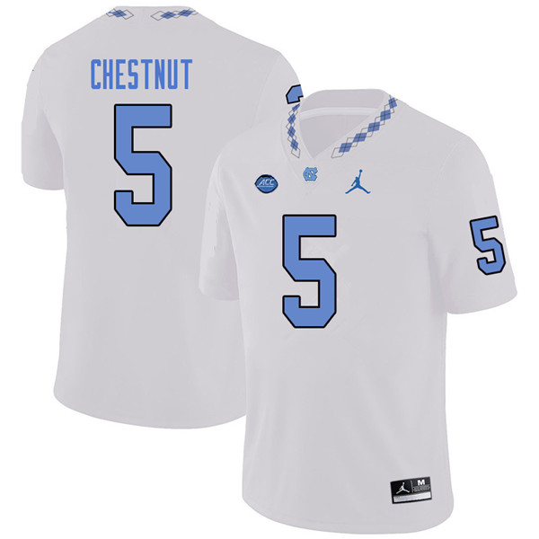 Jordan Brand Men #5 Austyn Chestnut North Carolina Tar Heels College Football Jerseys Sale-White